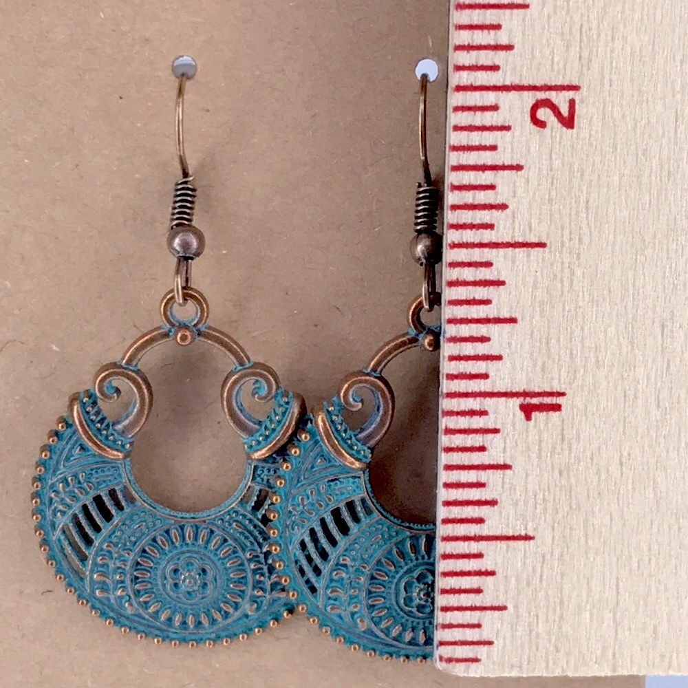 Bohemian Turquoise and Bronze Tone Earrings boho Fashion Jewelry - Picture 2 of 3